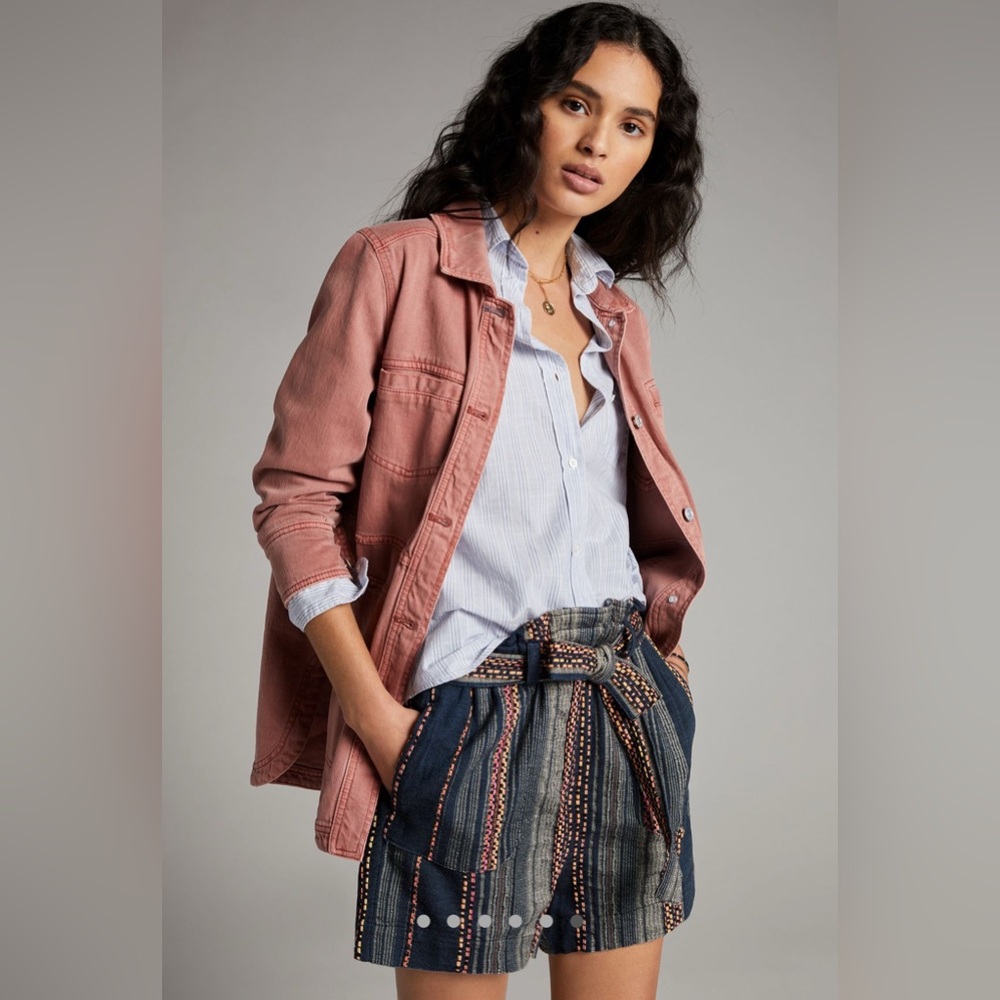 Anthropologie Lynnie Striped Shorts size M **missing belt**